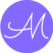 AngelaMahlerArt logo is a purple circle with the white initials of AM melded together in a stylized way.