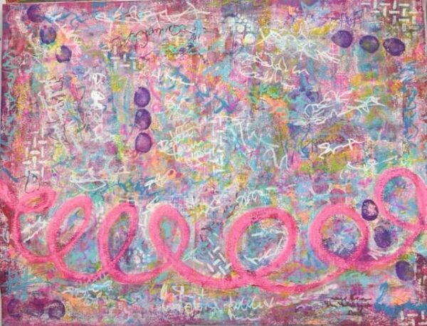 Abstract Painting | Pink Loop Pandemonium |  18 x 24"on paper - Image 2