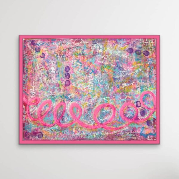 Abstract Painting | Pink Loop Pandemonium |  18 x 24"on paper - Image 6