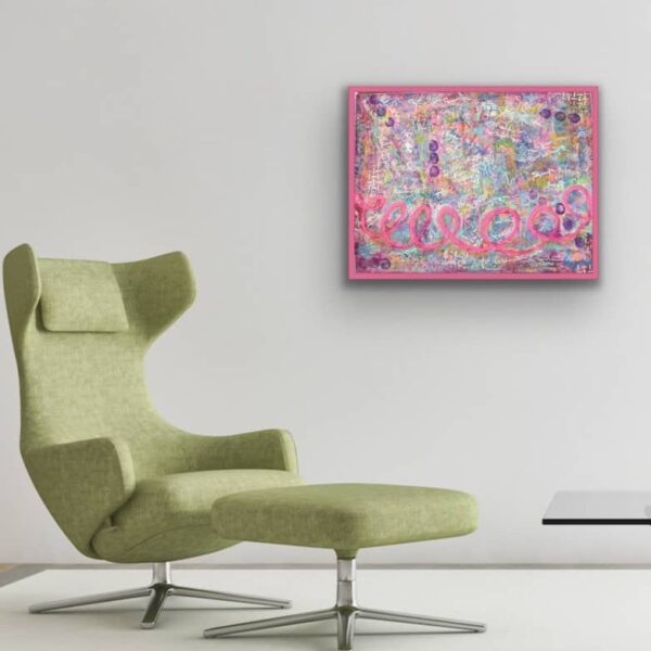 Abstract Painting | Pink Loop Pandemonium |  18 x 24"on paper - Image 5