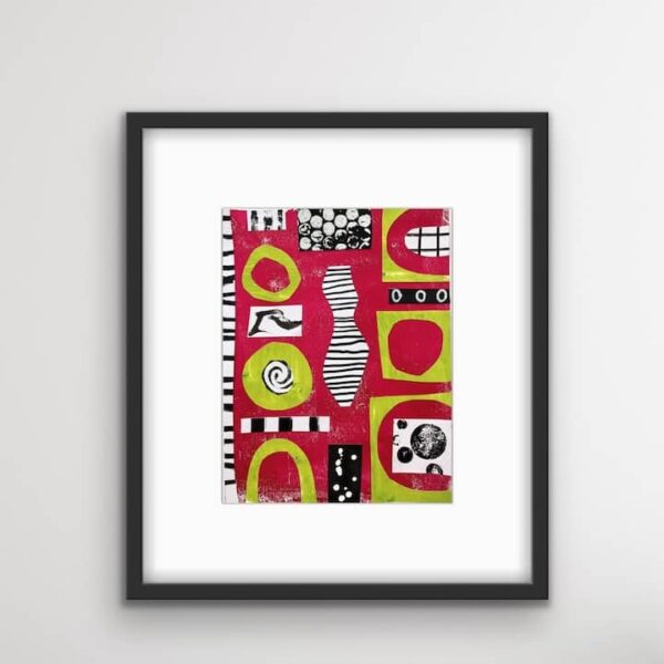 Cherry Red Collage Salad w black frame