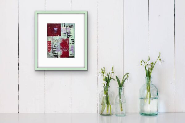 Tribal Lilac abstract painting green frame room