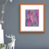 Pink Starlight abstract painting orange frame