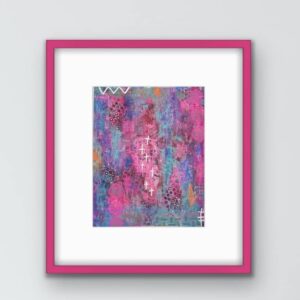 Pink Starlight abstract painting rose frame close