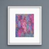 Pink Starlight abstract painting white frame close