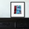 Red Canoes in Blue abstract painting on piano