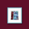 Red Canoes in Blue abstract painting turq frame