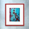 Saturn Sister I abstract painting with red frame