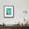 Turquoise on the brain abstract painting black frame