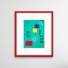 Turquoise on the brain abstract painting red frame